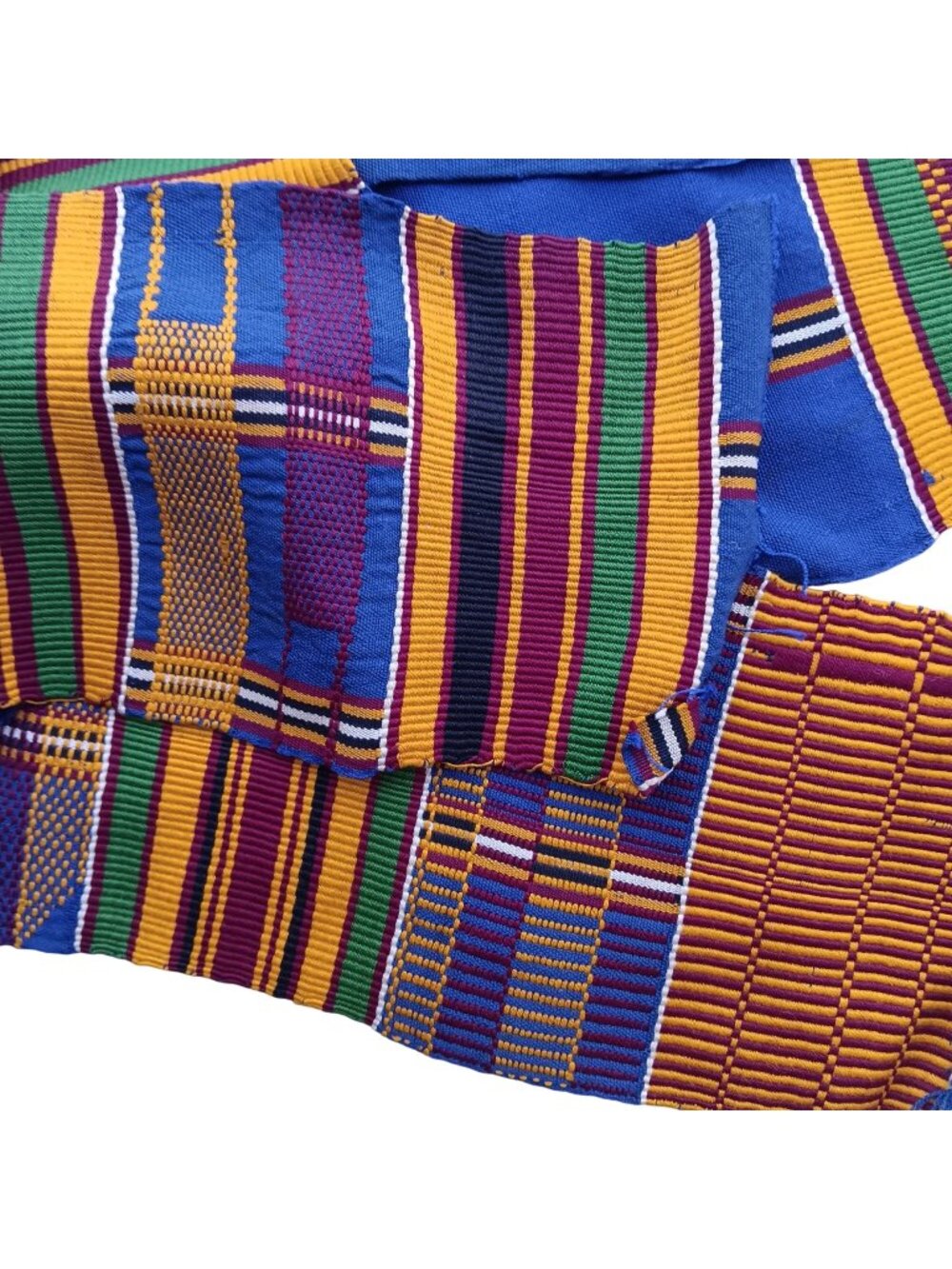 Authentic African Kente Cloth Handwoven Fashion Belt Scarf 60" Traditional